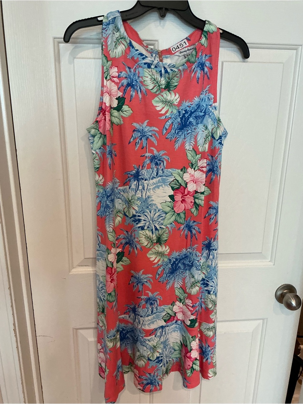 Tommy Bahama Coral Tropical Palm-Print Sleeveless Dress